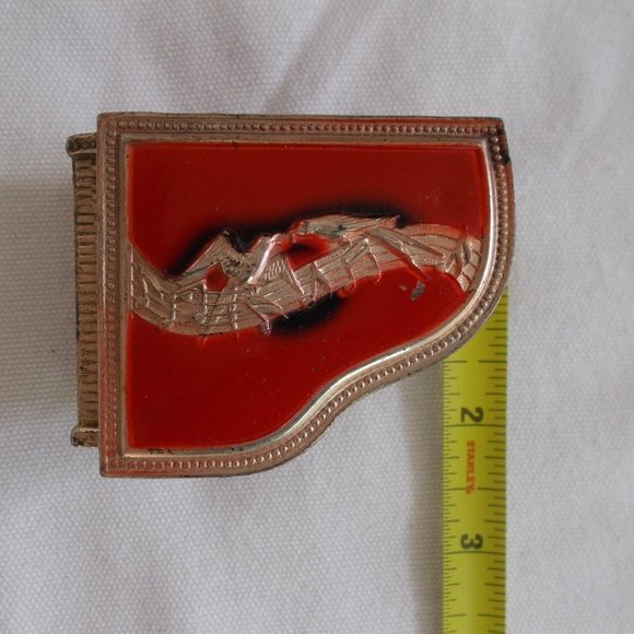 𝅺vintage Silver Red Enamel Tiny Piano Jewelry Treasure Box - Picture 3 of 6